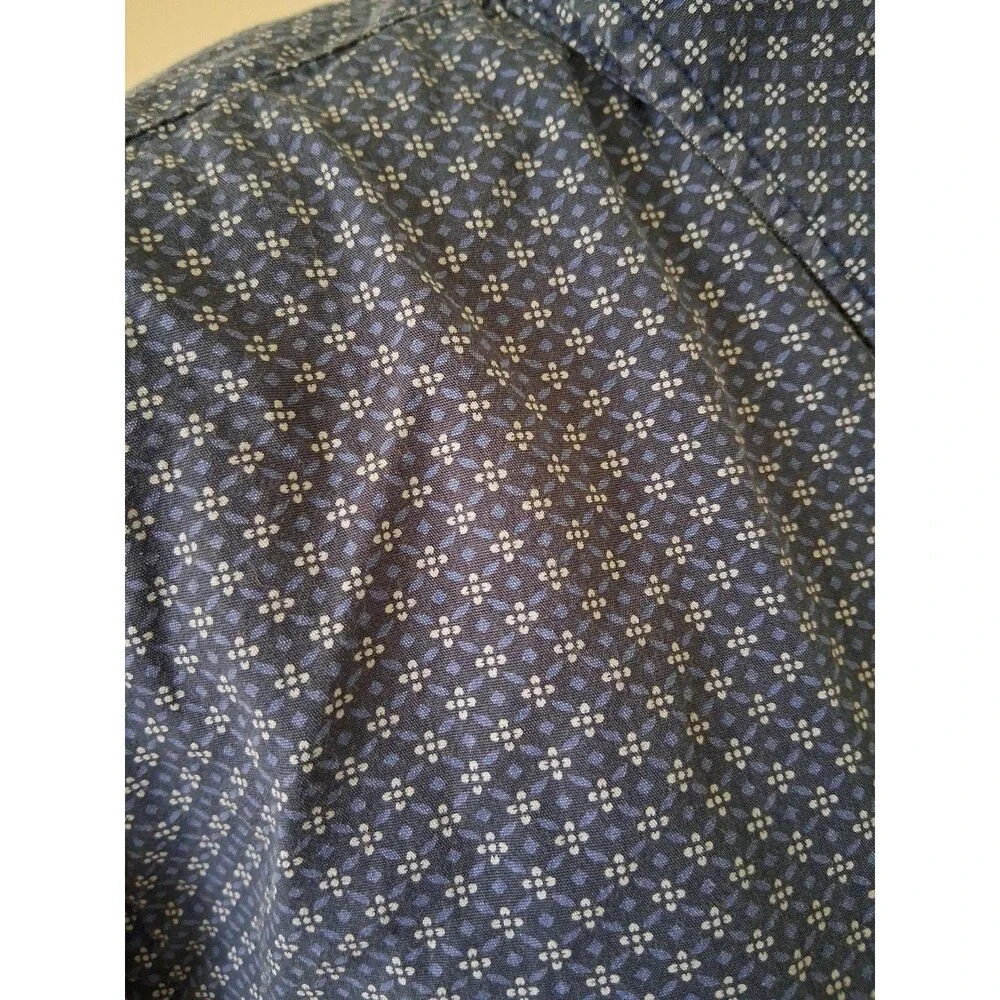 Banana Republic Mens Large Tailored Slim Fit Elbow Patch Button Front Shirt Blue